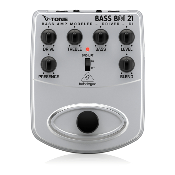 Behringer V-Tone Bass BDI21 User Manual