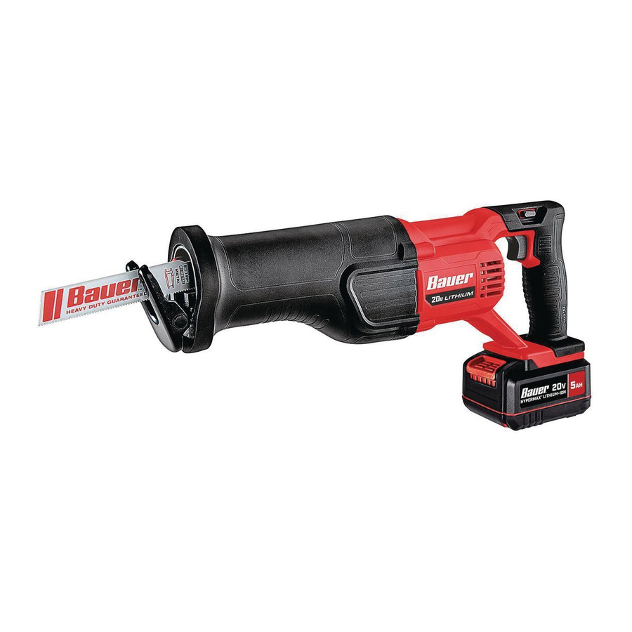 Bauer 1775C-B, 56396 - 20V Cordless Reciprocating Saw Manual
