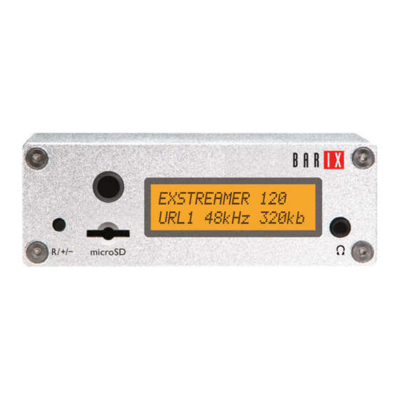 BARIX EXSTREAMER 1 2 0 Quick Install Manual