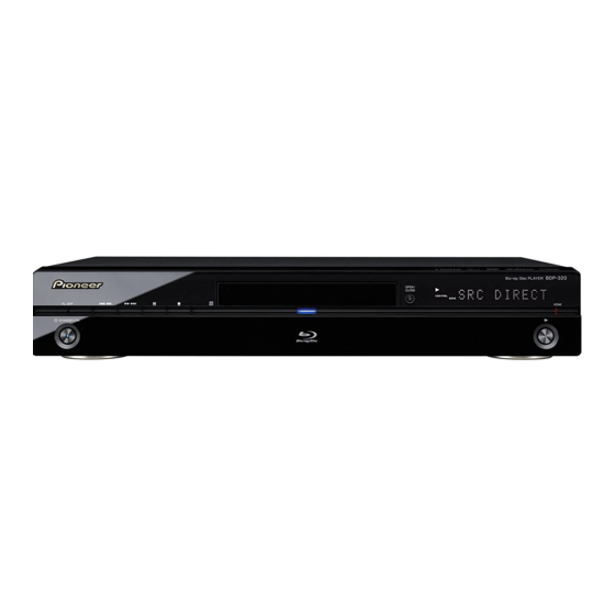 Pioneer BDP 320 - Blu-Ray Disc Player Manuals
