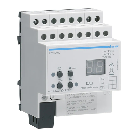 hager DALI TYA670W KNX Quick Start Manual