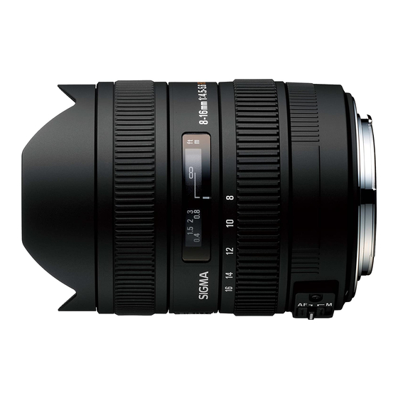 Sigma 8-16mm F4.5-5.6 DC HSM Instructions Manual