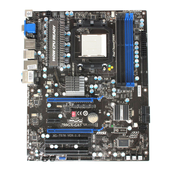 MSI 790GX-G65 - SocketAM3/140W CPU/AMD 790GX User Manual
