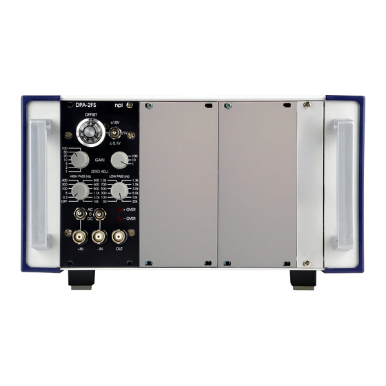 NPI DPA-2FS Operating Instructions Manual