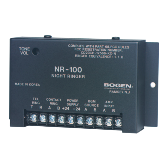 Bogen NR-100 Specifications