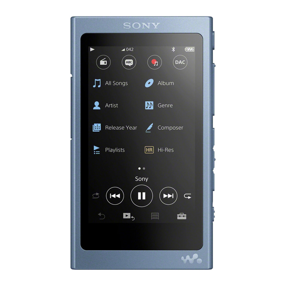 SONY NW-A45 INSTRUCTION MANUAL Pdf Download | ManualsLib