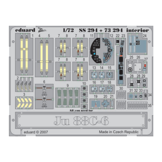 Eduard Zoom Ju 88C-6 interior self adhesive Assembly Instructions