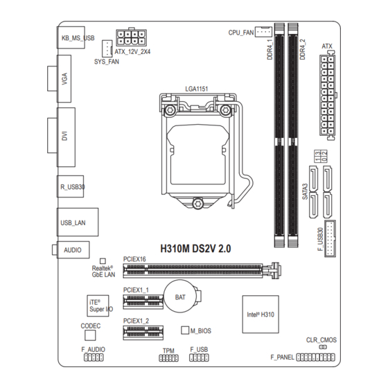Gigabyte H310M DS2V 2.0 Motherboard Manuals