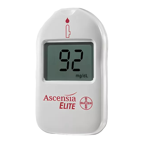 Bayer HealthCare Ascensia Elite Blood Glucose Meter MODEL Ascensia Elite User Manual