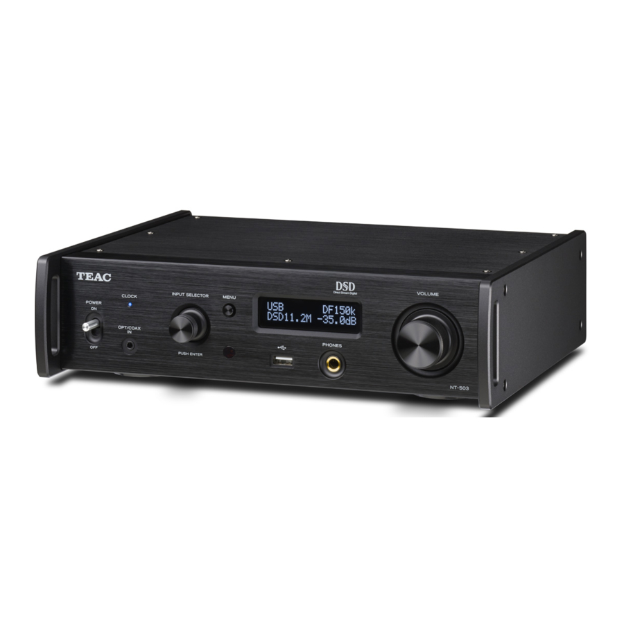 Teac NT-503 - USB DAC / Network Player Manual