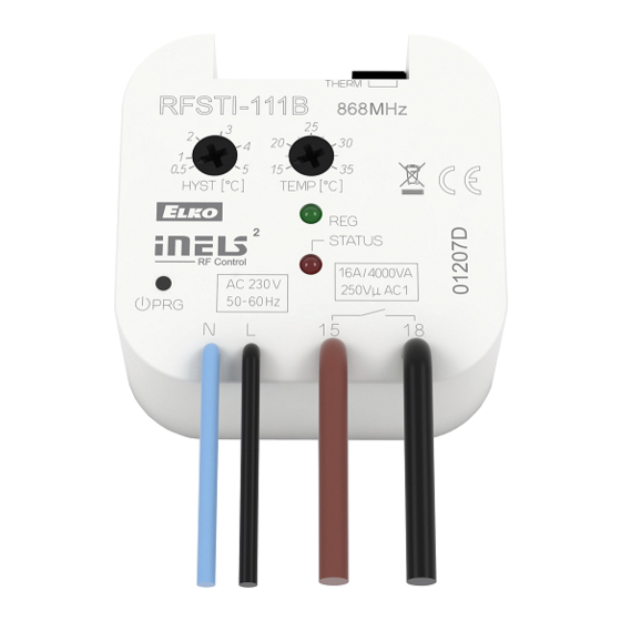 Elko inels RFSTI-111B/230V Quick Start Manual