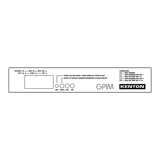 Kenton GPIM-16 Operating Manual