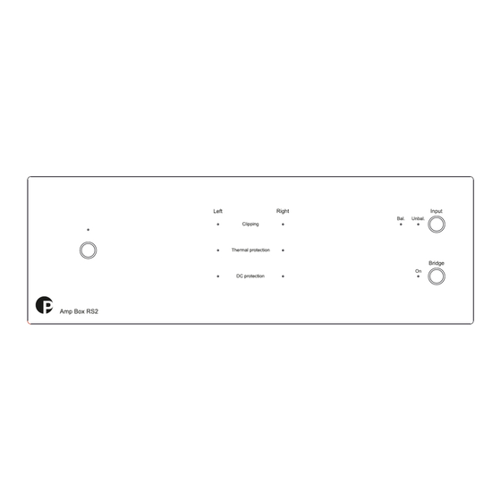 Pro-Ject Audio Systems Amp Box RS2 Instructions Manual