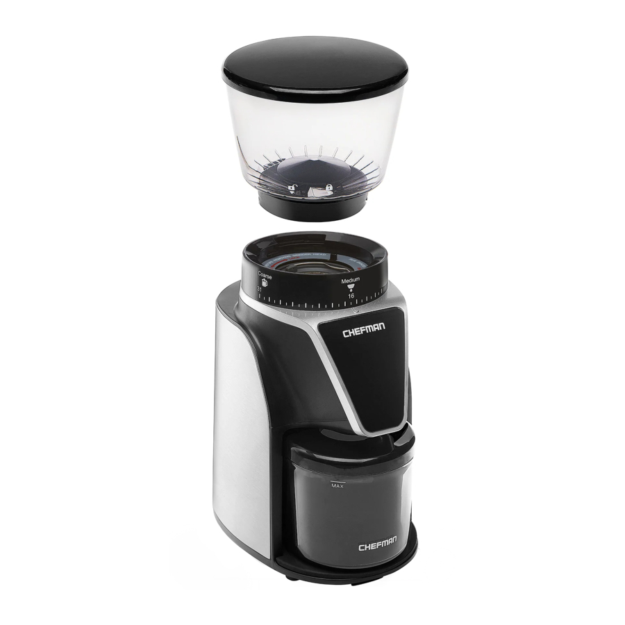 CHEFMAN Conical Burr Precision Coffee Grinder RJ44-SS-TCB Manual