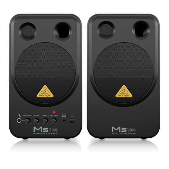 Behringer MS16 Quick Start Manual