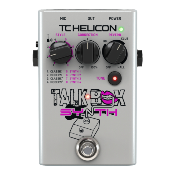 TC-Helicon TALKBOX SYNTH Quick Start Manual