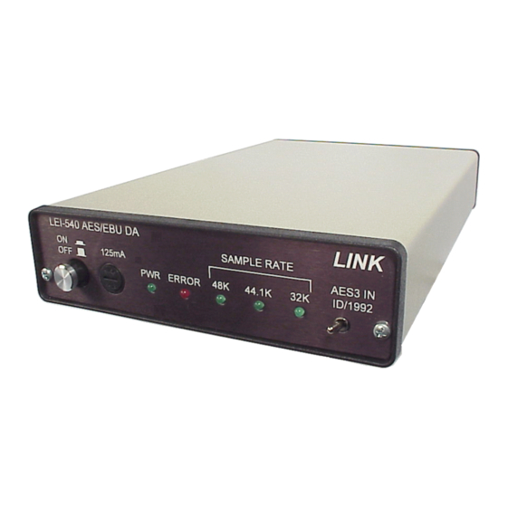 Link electronics AES/EBU DIGITAL AUDIO DA LEI-540 Specification Sheet