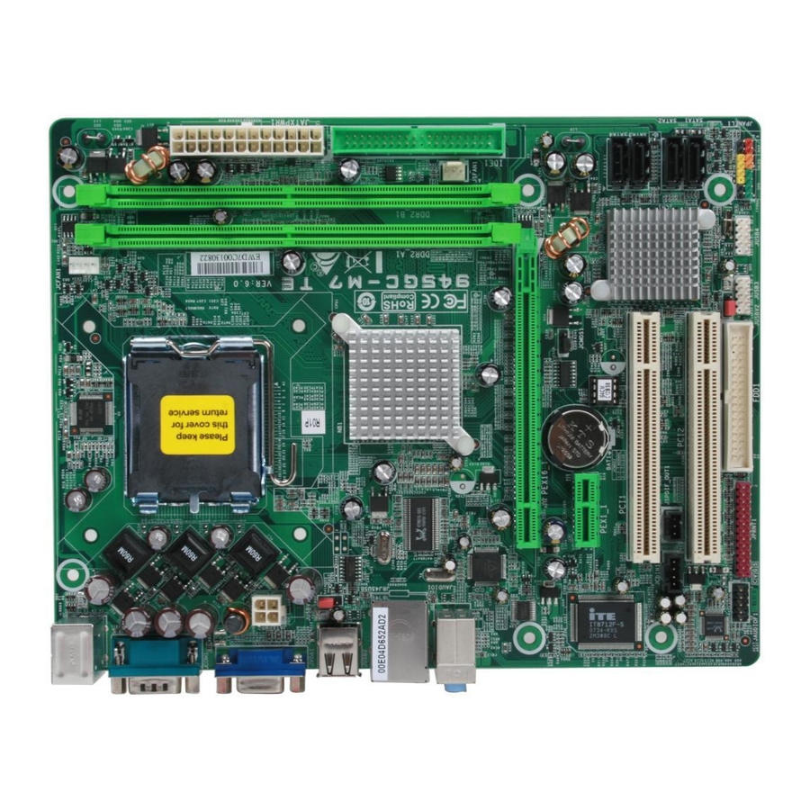 Biostar 945GC-M7 TE Bios Setup Manual
