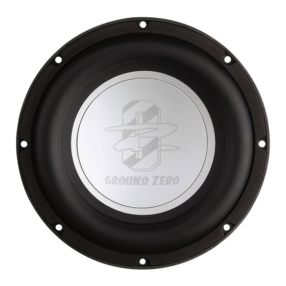 Ground Zero Passivradiator Uranium GZUP 10 Owner's Manual