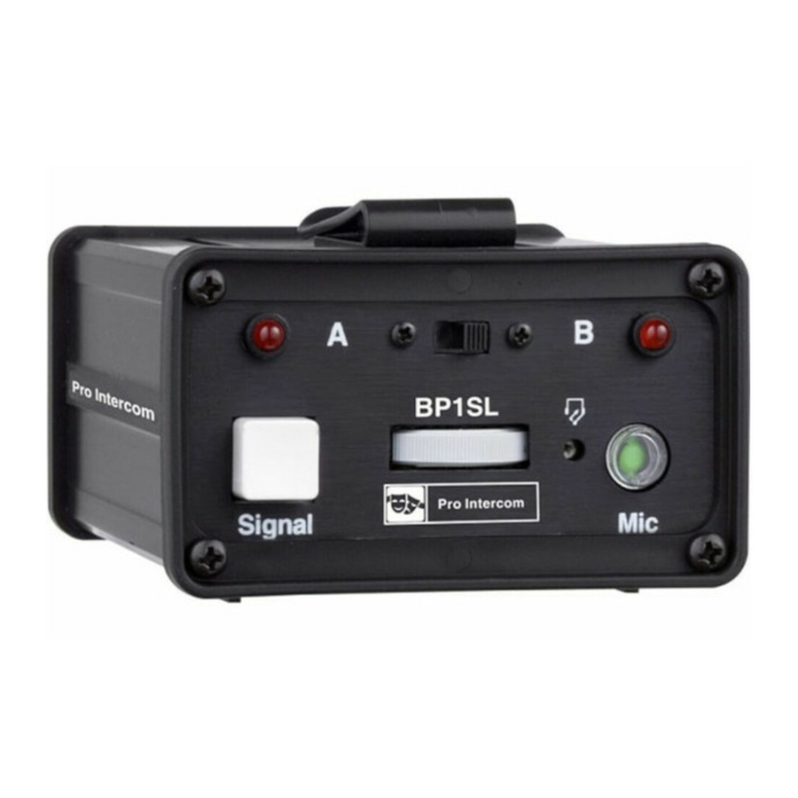 Pro Intercom BP1SL Operating Instructions