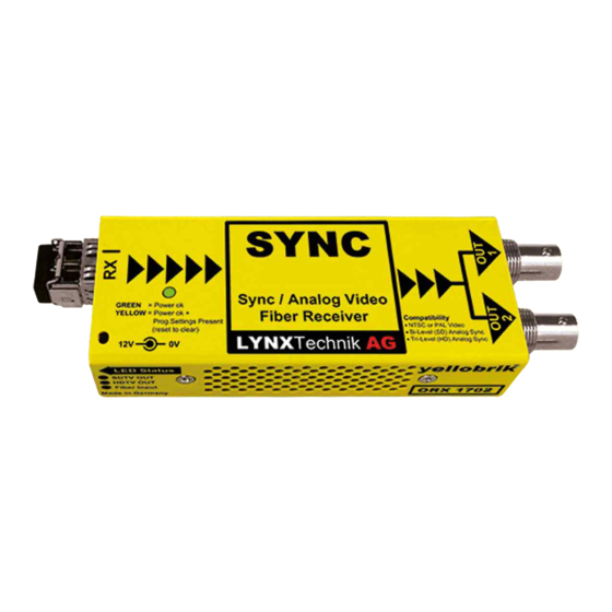 Lynx yellobrik ORX 1702-1 LC Quick Reference