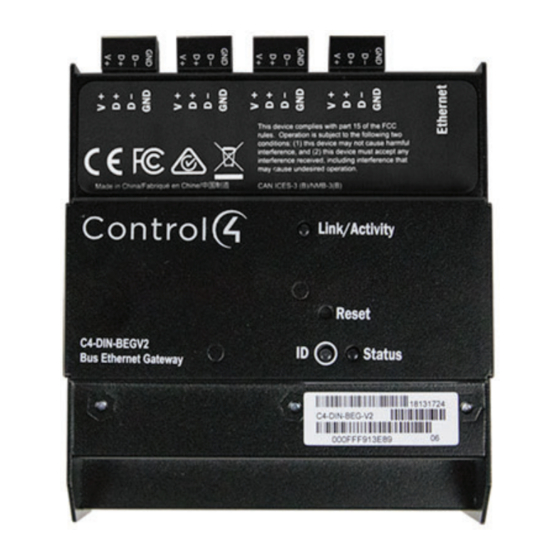Control 4 C4-DIN-BEG-V2 Installation Manual