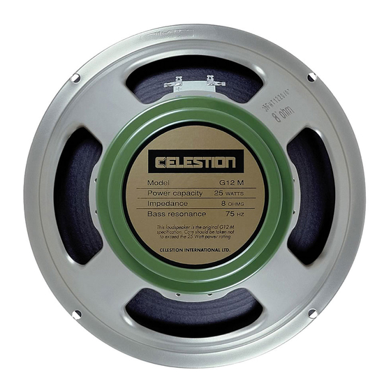 Celestion Heritage Series G12M Specifications