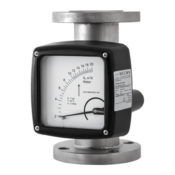User Manuals: Mecon RE 250 Float-Type Flow Meter