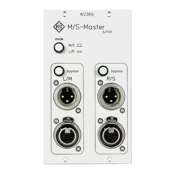 roger schult M/S-Master junior W2389j (f) Operating Manual