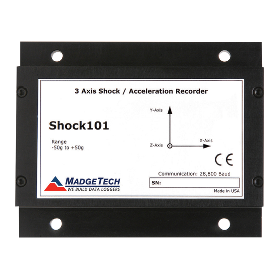 MadgeTech Shock101-5 Product Information Card