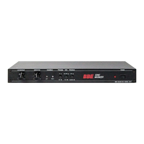 BBE Sonic Maximizer 1002 User Manual