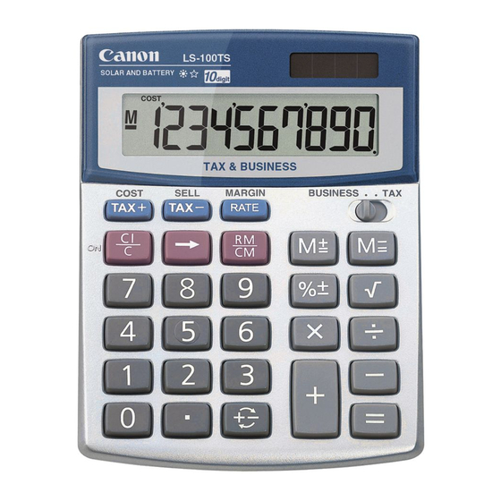 Canon LS-100TS - Basic Calculator Instructions