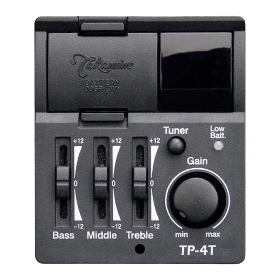 Takamine TP-4T, TP-4TD - Preamplifier Manual