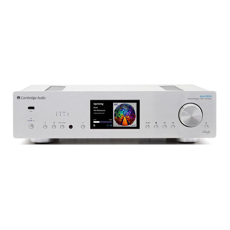 Cambridge Audio Azur 851N - Network Player Manual