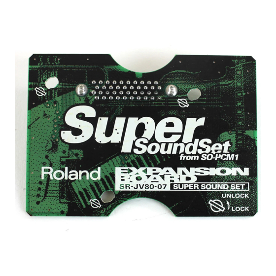 Roland SR-JV80-07 Owner's Manual