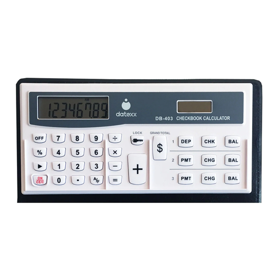 Datexx checkbook db 403 calculator owner s manual manualslib