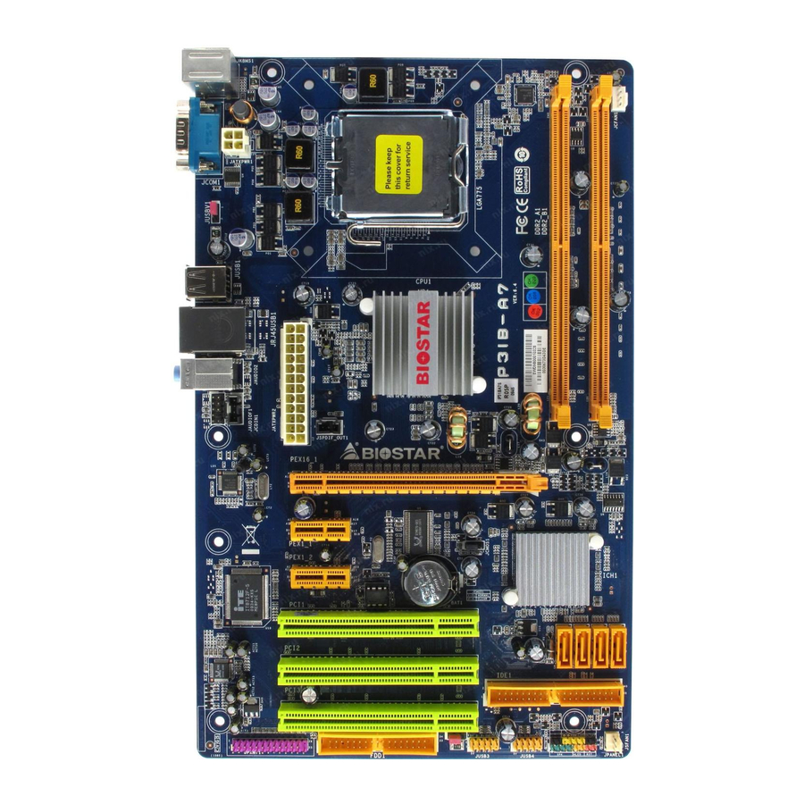 Biostar G31-M7 Setup Manual