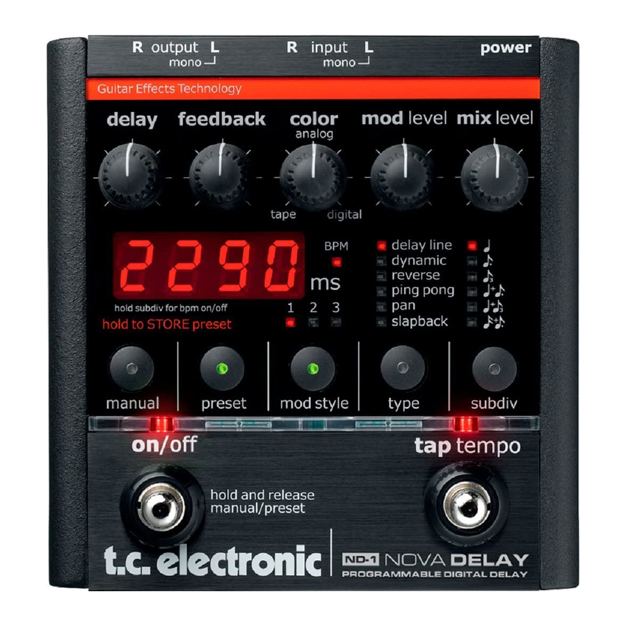 TC ELECTRONIC NDI NOVA DELAY USER MANUAL Pdf Download ManualsLib