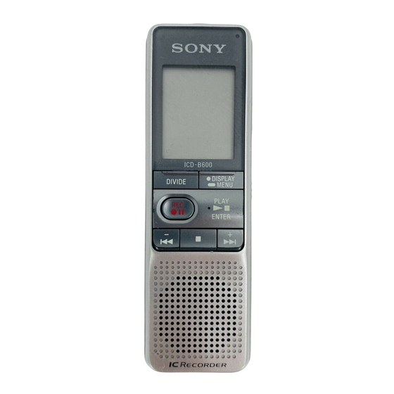Sony ICD-B600 Marketing Specifications