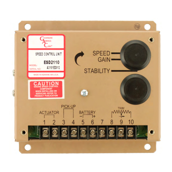 Governors America ESD2100 Series Quick Start Manual