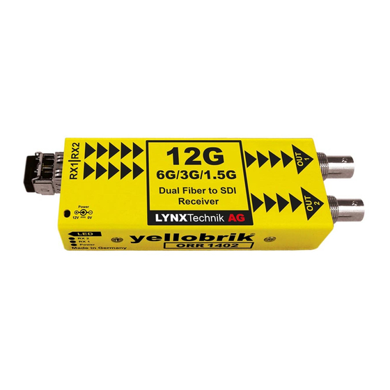 Lynx yellobrik ORR 1402 Quick Reference