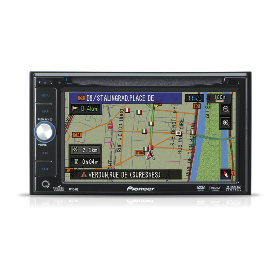 Pioneer AVIC-D3 - Navigation System With DVD Player Manuals