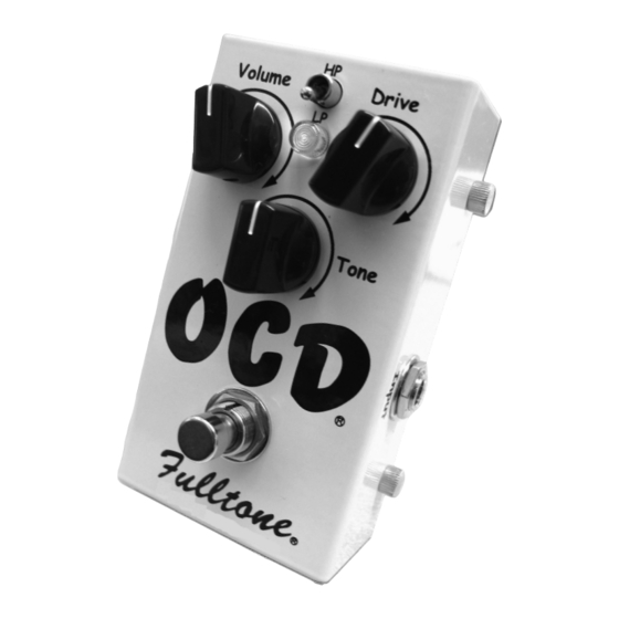 Fulltone Obsessive Compulsive Drive Quick Start Manual