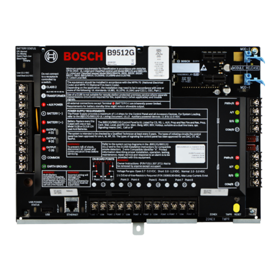 Bosch B9512G Control Panel Manuals