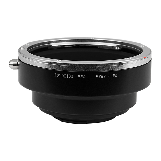 Pentax 6x7 Lens Adapter K Operating Manual
