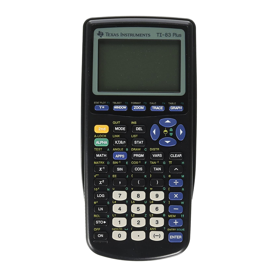 TEXAS INSTRUMENTS TI-83 PLUS MANUAL BOOK Pdf Download | ManualsLib