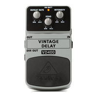 Behringer VINTAGE DELAY VD400 User Manual