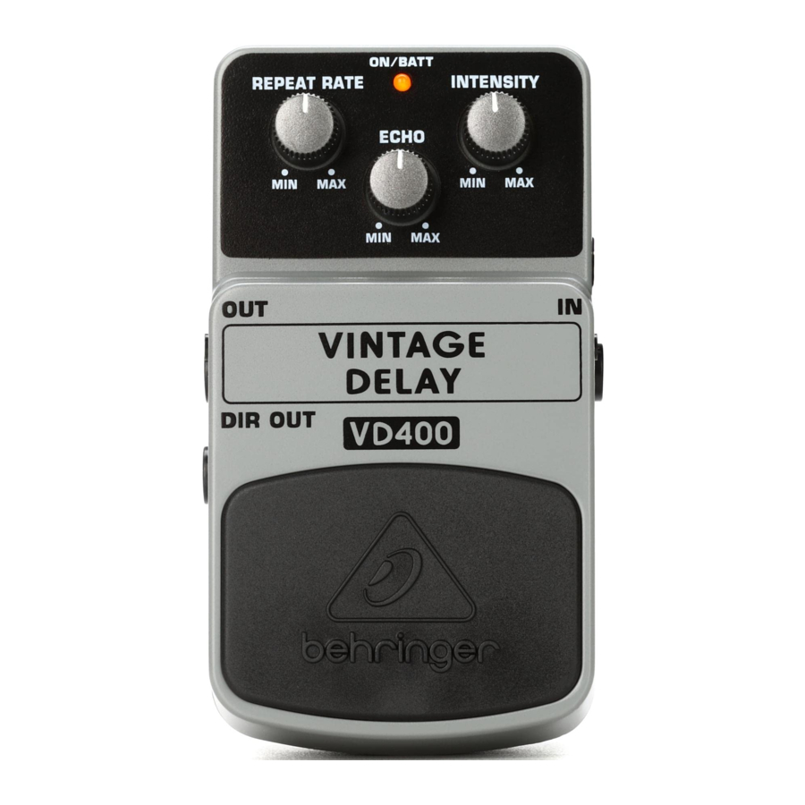 Behringer VINTAGE DELAY VD400 Manual