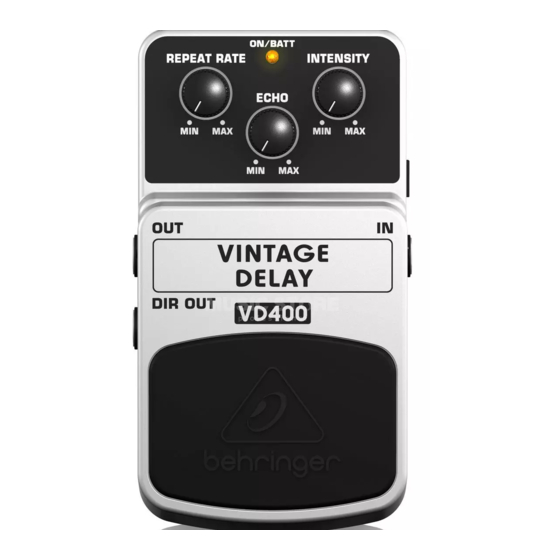 Behringer VINTAGE DELAY VD400 Manual