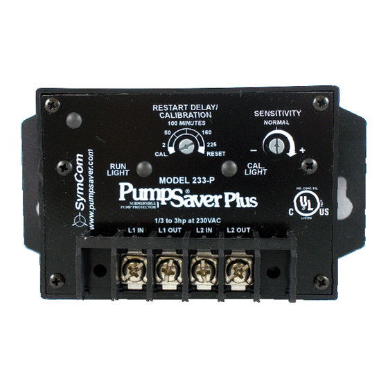 SymCom PumpSaver Plus 233-P Installation Instructions Manual
